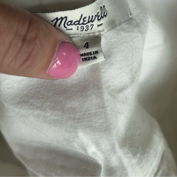 Madewell Women’s White Blue Embroidered Boho A-Line Mini Skirt Size 4 - Picture 6 of 6